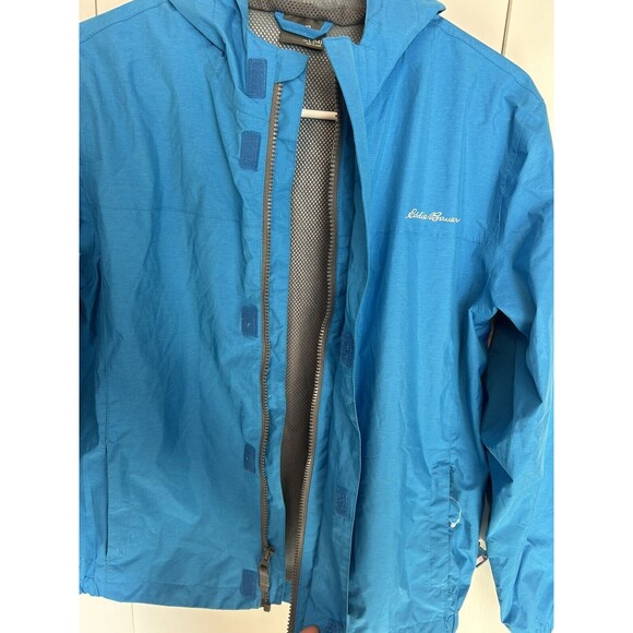 Eddie Bauer Lightweight Hooded Windbreaker Jacket Kids Size L (14) Blue Pockets - Picture 5 of 9